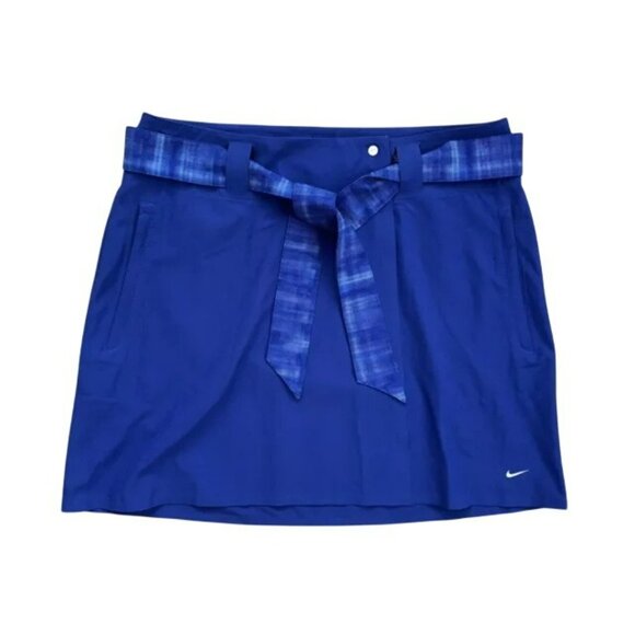 Nike Golf Womens Dri-Fit Blue Skort Size 12 With Plaid Tie Waist For Sports & Ca - Picture 5 of 8